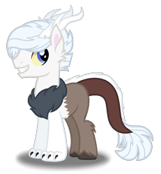 Size: 852x924 | Tagged: safe, artist:purplepotato04, derpibooru import, hybrid, magical gay spawn, male, offspring, parent:discord, parent:double diamond, simple background, solo, transparent background