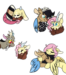 Size: 1284x1452 | Tagged: safe, artist:greyestgray, derpibooru import, discord, fluttershy, oc, oc:gossamer, oc:tune, draconequus, hybrid, pegasus, pony, baby draconequus, egg, interspecies offspring, offspring, parent:discord, parent:fluttershy, parents:discoshy, simple background, transparent background