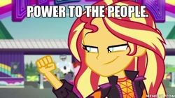 Size: 600x337 | Tagged: safe, derpibooru import, edit, edited screencap, screencap, sunset shimmer, better together, equestria girls, sunset's backstage pass!, caption, image macro, text