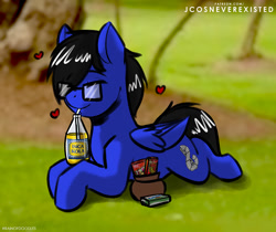 Size: 1024x861 | Tagged: safe, artist:jcosneverexisted, derpibooru import, oc, oc only, oc:tony, pegasus, pony, eyes closed, glasses, lying, male, solo, stallion