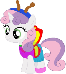 Size: 282x316 | Tagged: safe, artist:selenaede, artist:user15432, derpibooru import, sweetie belle, butterfly, pony, unicorn, antenna, antennae, base used, butterfly pony, butterfly wings, clothes, costume, cute, halloween, halloween costume, holiday, red wings, shoes, wings