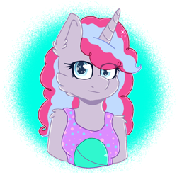 Size: 1000x1000 | Tagged: safe, artist:oliviatheangelfox, derpibooru import, oc, oc only, anthro, unicorn, bust, clothes, female, horn, simple background, solo, transparent background, unicorn oc