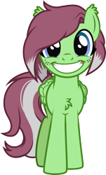 Size: 1303x2158 | Tagged: safe, artist:lightning stripe, derpibooru exclusive, derpibooru import, oc, oc:watermelon success, pegasus, pony, big grin, blue eyes, chest fluff, commission, cute, cutie mark, ear fluff, female, freckles, front view, grin, looking at you, mare, ocbetes, red mane, show accurate, simple background, smiling, solo, transparent background, two toned mane, two toned tail, vector, wide grin