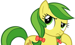 Size: 1085x661 | Tagged: safe, artist:nano23823, derpibooru import, apple fritter, earth pony, pony, .svg available, apple family member, bow, eyelashes, female, hair bow, mare, simple background, solo, svg, thinking, transparent background, vector