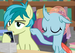 Size: 782x560 | Tagged: safe, derpibooru import, screencap, ocellus, sandbar, changeling, earth pony, what lies beneath, cropped