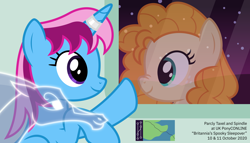 Size: 11200x6400 | Tagged: safe, artist:parclytaxel, derpibooru import, pear butter, oc, oc:parcly taxel, oc:spindle, alicorn, earth pony, ghost, pony, undead, windigo, .svg available, absurd resolution, ain't never had friends like us, albumin flask, alicorn oc, boop, female, high speed 1, horn, invisible, mare, night, parcly's travel covers, pear butter's ghost, smiling, stars, train, uk ponycon, uk ponyconline, vector, windigo oc, wings