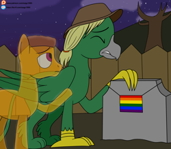 Size: 5340x4631 | Tagged: safe, artist:eagc7, derpibooru import, oc, ghost, griffon, undead, fallout equestria, commission, crying, gay, griffon oc, male, mourning, pride, pride flag, sad, tombstones