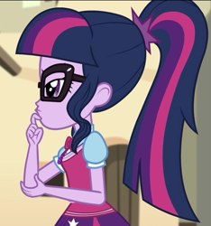 Size: 1013x1080 | Tagged: safe, derpibooru import, edit, edited screencap, editor:mycarhasamoustache, screencap, sci-twi, twilight sparkle, equestria girls, movie magic, spoiler:eqg specials, cropped, solo