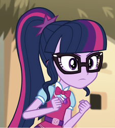 Size: 964x1066 | Tagged: safe, derpibooru import, edit, screencap, sci-twi, twilight sparkle, equestria girls, movie magic, spoiler:eqg specials, angry, cropped, cute, solo, twiabetes