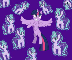 Size: 534x444 | Tagged: safe, artist:tba020102tba, derpibooru import, edit, starlight glimmer, twilight sparkle, twilight sparkle (alicorn), alicorn, pony, unicorn, multeity, s5 starlight, starlight cluster, this will end in communism