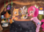 Size: 2253x1617 | Tagged: safe, artist:sixes&sevens, derpibooru import, pinkie pie, saffron masala, zecora, earth pony, pony, bottle, calendar, cauldron, food, kurta, mouth hold, soup, stirring, zecora's hut