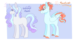 Size: 4096x2341 | Tagged: safe, artist:kittii-kat, derpibooru import, rainbow dash, oc, oc only, oc:starburst, oc:winter mist, pegasus, pony, unicorn, female, magical lesbian spawn, mare, offspring, parent:princess celestia, parent:rarity, parent:sassy saddles, parents:rarilestia