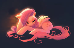 Size: 1500x992 | Tagged: safe, artist:imalou, derpibooru import, fluttershy, pegasus, pony, /mlp/, backlighting, cute, drawthread, female, glow, mare, nap, requested art, shyabetes, simple background, sleeping, solo, white background