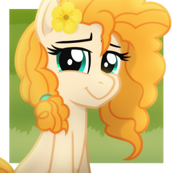Size: 2048x2048 | Tagged: safe, artist:whitequartztheartist, derpibooru import, pear butter, earth pony, pony, smiling, solo