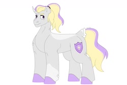 Size: 1280x854 | Tagged: safe, artist:itstechtock, derpibooru import, oc, oc:platinum shield, pony, unicorn, female, mare, offspring, parent:princess cadance, parent:shining armor, parents:shiningcadance, simple background, solo, white background