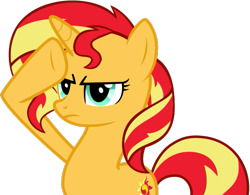 Size: 507x396 | Tagged: safe, artist:nano23823, derpibooru import, sunset shimmer, pony, unicorn, base used, female, mare, rainbow dash salutes, salute, simple background, solo, transparent background