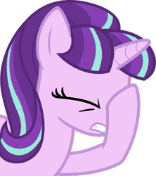 Size: 525x591 | Tagged: safe, artist:nano23823, derpibooru import, starlight glimmer, pony, unicorn, .svg available, bust, eyes closed, facehoof, female, mare, simple background, solo, svg, transparent background, vector