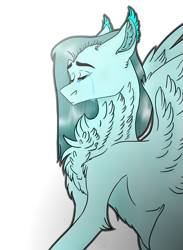 Size: 787x1073 | Tagged: safe, artist:toptian, derpibooru import, oc, oc only, pegasus, pony, bust, chest fluff, eyes closed, pegasus oc, simple background, solo, white background, wings