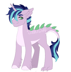 Size: 1013x1030 | Tagged: safe, artist:silentwolf-oficial, derpibooru import, oc, oc only, dracony, dragon, hybrid, pony, hoof fluff, horn, interspecies offspring, magical gay spawn, male, offspring, parent:shining armor, parent:spike, parents:shiningspike, simple background, solo, stallion, transparent background, watermark