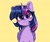 Size: 1200x1000 | Tagged: safe, artist:cottonsweets, derpibooru import, twilight sparkle, twilight sparkle (alicorn), alicorn, pony, blushing, bust, chest fluff, cute, eye clipping through hair, female, looking at you, mare, simple background, solo, twiabetes, yellow background