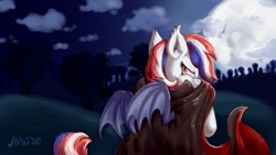 Size: 900x507 | Tagged: safe, artist:avui, derpibooru import, oc, oc:britannia (uk ponycon), bat pony, full moon, moon, solo, spooky, uk ponycon