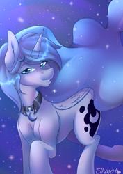 Size: 2480x3508 | Tagged: safe, artist:ellynet, derpibooru import, princess luna, alicorn, pony, jewelry, looking at you, necklace, solo