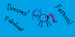 Size: 1360x674 | Tagged: safe, artist:twilyisbestpone, derpibooru exclusive, derpibooru import, rarity, pony, unicorn, blue background, exclamation point, female, intentionally bad, mare, simple background, smiling, solo, stick pony, stylistic suck, wat