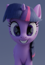 Size: 538x782 | Tagged: safe, artist:therealdjthed, derpibooru import, twilight sparkle, 3d, blender, cute, looking at you, simple background, twiabetes