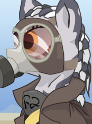 Size: 1281x1724 | Tagged: safe, artist:aaronmk, derpibooru import, zebra, equestria at war mod, clothes, coat, dreadlocks, gas mask, mask, vector