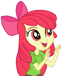 Size: 666x810 | Tagged: safe, artist:gmaplay, derpibooru import, apple bloom, equestria girls, adorabloom, apple bloom's bow, bow, cute, hair bow, simple background, solo, transparent background