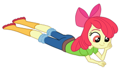 Size: 2944x1642 | Tagged: safe, artist:gmaplay, derpibooru import, apple bloom, equestria girls, bloom butt, butt, lying, lying down, simple background, solo, transparent background