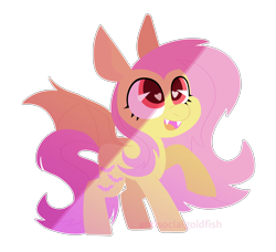 Size: 5000x4560 | Tagged: safe, artist:antisocialgoldfish, derpibooru import, fluttershy, bat pony, pony, absurd resolution, bat ponified, chibi, fangs, female, flutterbat, heart eyes, mare, race swap, simple background, solo, transparent background, wingding eyes