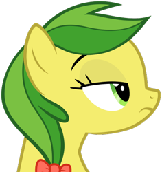 Size: 455x482 | Tagged: safe, artist:nano23823, derpibooru import, apple fritter, earth pony, pony, .svg available, apple family member, bow, bust, eyelashes, female, hair bow, lidded eyes, mare, simple background, solo, svg, transparent background, unamused, vector