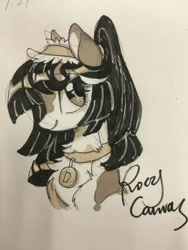 Size: 1080x1440 | Tagged: safe, artist:rocy canvas, derpibooru import, oc, oc only, collar, cute, monochrome, solo, traditional art