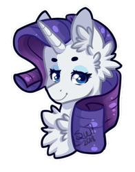 Size: 447x569 | Tagged: safe, alternate version, artist:silentwolf-oficial, derpibooru import, rarity, pony, unicorn, bust, chest fluff, ear fluff, female, mare, signature, simple background, solo, transparent background, white outline