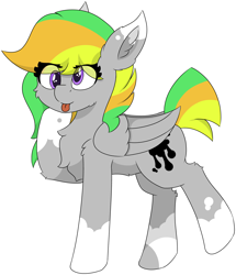 Size: 5309x6159 | Tagged: safe, artist:skylarpalette, derpibooru import, oc, oc only, oc:odd inks, pegasus, pony, :p, cheek fluff, chest fluff, cute, ear fluff, female, fluffy, happy, mare, pegasus oc, pegasus wings, raised leg, silly, simple background, simple shading, smiling, tongue out, transparent background, wall eyed, wings