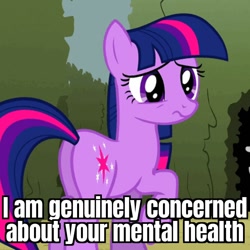 Size: 756x756 | Tagged: safe, derpibooru import, edit, edited screencap, screencap, twilight sparkle, earth pony, pony, the return of harmony, butt, caption, cropped, cute, earth pony twilight, eye shimmer, female, frown, image macro, mare, missing horn, plot, raised hoof, reaction image, sad, scrunchy face, solo, text, underhoof, weapons-grade cute