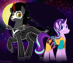 Size: 1150x1000 | Tagged: safe, artist:enigmadoodles, derpibooru import, king sombra, starlight glimmer, pony, clothes, cosplay, costume, jack skellington, sally, the nightmare before christmas
