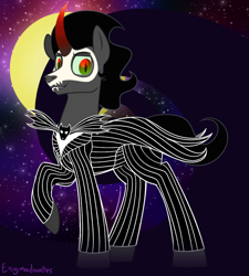 Size: 900x1000 | Tagged: safe, artist:enigmadoodles, derpibooru import, king sombra, pony, clothes, cosplay, costume, jack skellington, solo, the nightmare before christmas