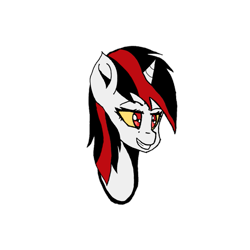 Size: 869x869 | Tagged: safe, artist:artevi, derpibooru import, oc, oc only, oc:blackjack, pony, unicorn, fallout equestria, fallout equestria: project horizons, bust, fanfic art, glowing eyes, simple background, solo, transparent background, yellow sclera