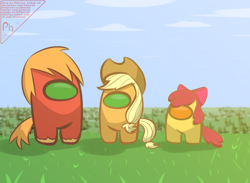 Size: 2600x1900 | Tagged: safe, artist:phlerius, derpibooru import, apple bloom, applejack, big macintosh, earth pony, pony, among us, apple siblings, apple sisters, brother and sister, digital art, female, male, siblings, sisters