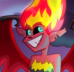 Size: 920x890 | Tagged: safe, artist:blackmaskjtp, derpibooru import, sunset satan, sunset shimmer, demon, equestria girls, equestria girls (movie), evil grin, female, grin, smiling, solo