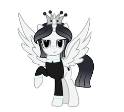 Size: 2037x1837 | Tagged: safe, artist:darbypop1, derpibooru import, oc, oc:friday the 13th, alicorn, pony, alicornified, crown, female, jewelry, mare, race swap, regalia, simple background, solo, transparent background