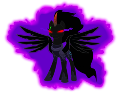 Size: 1024x768 | Tagged: safe, artist:frownfactorycheezedoodle96, artist:venjix5, derpibooru import, king sombra, pony of shadows, tempest shadow, alicorn, pony, unicorn, alicornified, armor, aura, blank eyes, colored horn, corrupted, curved horn, dark aura, dark magic, disembodied horn, eye scar, female, glowing body, glowing scar, horn, magic, mare, oh no, possessed, race swap, red eyes, scar, simple background, solo, sombra eyes, sombra's horn, spread wings, tempest gets her horn back, tempest gets her wings back, tempest with sombra's horn, tempesticorn, transparent background, well shit, wings, xk-class end-of-the-world scenario