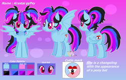 Size: 6700x4260 | Tagged: safe, artist:2pandita, derpibooru import, oc, oc:krystal gypsy, bat pony, pony, female, mare, reference sheet, solo