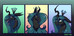 Size: 7500x3700 | Tagged: safe, artist:celes-969, derpibooru import, queen chrysalis, changeling, changeling queen, female, style