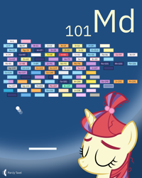 Size: 4000x5000 | Tagged: safe, artist:parclytaxel, derpibooru import, moondancer, pony, unicorn, series:joycall6's periodic table, .svg available, absurd resolution, arkanoid, blue background, bust, chemistry, dream, dream orbs, eyes closed, female, mare, mendelevium, periodic table, portrait, simple background, sleeping, smiling, solo, vector