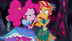 Size: 1920x1080 | Tagged: safe, derpibooru import, screencap, captain planet, flash sentry, lyra heartstrings, pinkie pie, sunset shimmer, equestria girls, legend of everfree, legend of everfree - bloopers, food, marshmallow