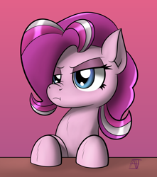 Size: 1690x1910 | Tagged: safe, artist:naen, derpibooru import, pinkie pie, starlight glimmer, earth pony, pony, female, fusion, mare, scrunchy face, simple background, solo