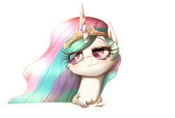 Size: 1600x1080 | Tagged: safe, artist:phoenixrk49, derpibooru import, princess celestia, alicorn, pony, blushing, crown, jewelry, regalia, simple background, solo, white background